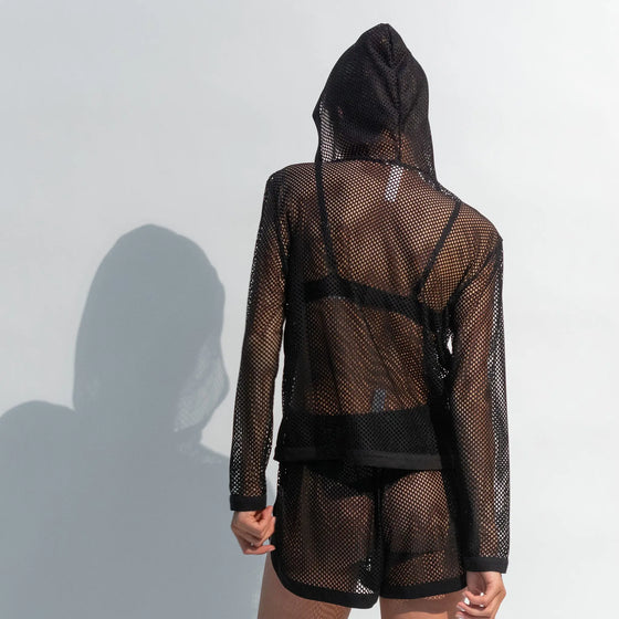 Black Daring Net Hoodie NOKAYA