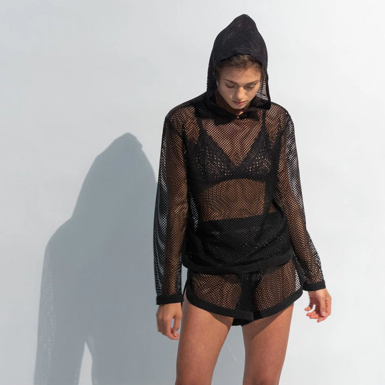 Black Daring Net Hoodie NOKAYA