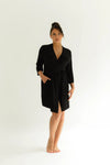 Black Drape Bamboo Women's Robe Made Wright London