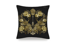  Mayfairsilk Black and Gold Roses Pure Silk Cushion Cover MayfairSilk