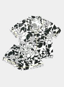  White/Black Havana Print Short Sleeve Pyjamas AMOKA DALO