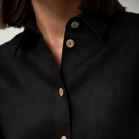 Black Heavy Linen Shirt Perfect Days - Myza