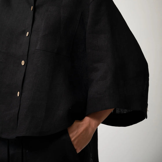 Black Heavy Linen Shirt Perfect Days - Myza