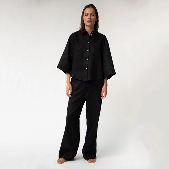 Black Heavy Linen Shirt Perfect Days - Myza