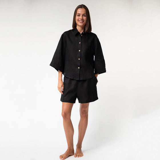 Black Heavy Linen Shirt Perfect Days - Myza