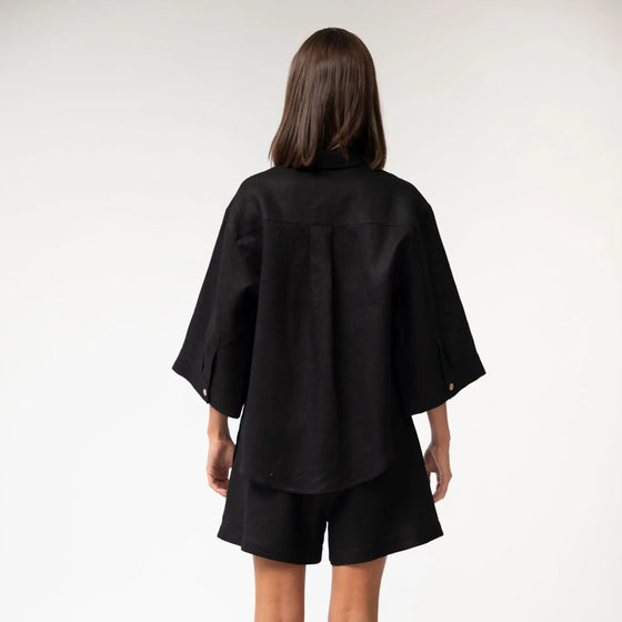 Black Heavy Linen Shorts Perfect Days - Myza