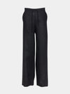 Black Heavy Linen Wide-Leg Women's Trousers Perfect Days NOKAYA