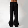 Black Heavy Linen Wide-Leg Women's Trousers Perfect Days - Myza