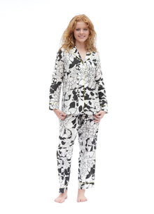  White/Black Matching Set in Havana Print Long Sleeve Pyjamas AMOKA DALO