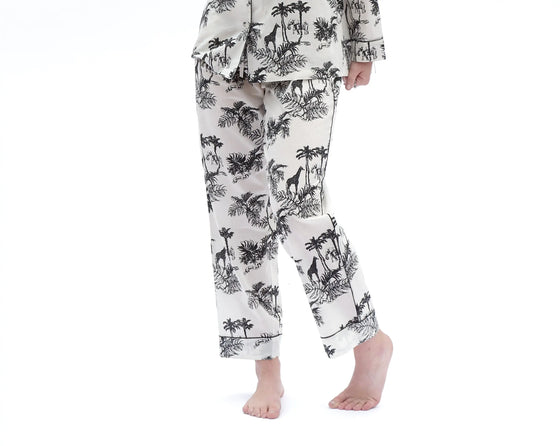 Cream/Black Matching Set in Paloma Print Long Sleeve Pyjamas AMOKA DALO