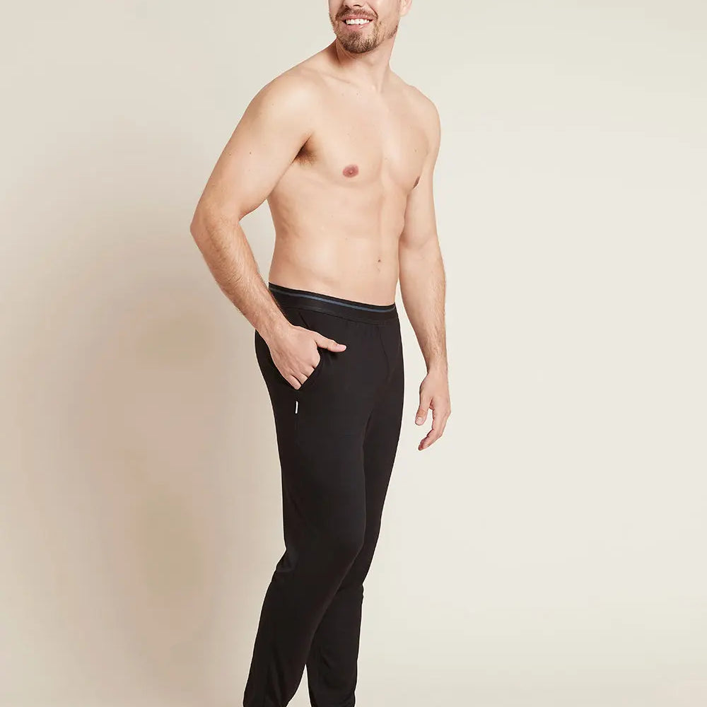 Black Men's Cuffed Bamboo Sleep Pant Boody