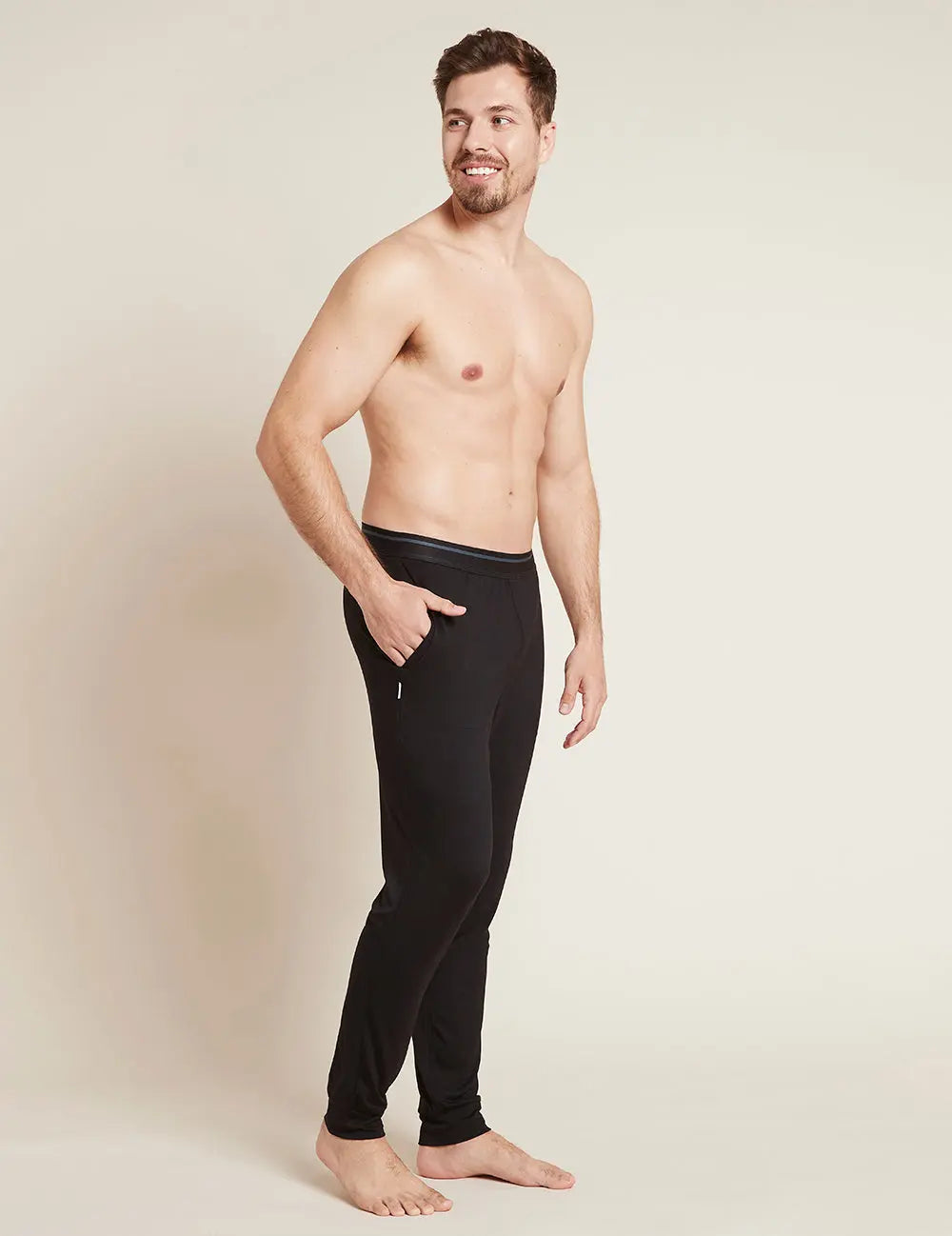 Black Men's Cuffed Bamboo Sleep Pant Boody