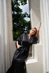 Black Satin Goddess Robe Wear the World