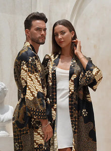  Black Satin Unisex Robe SUKARA