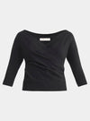 Black and Gold Sparkle Knitted Wrap Top With Long Sleeves Paisie