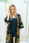 Black and Gold Women's Kimono Robe Wear the World