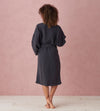 Graphite Layla 100% Linen Robe The Secret Linen Store