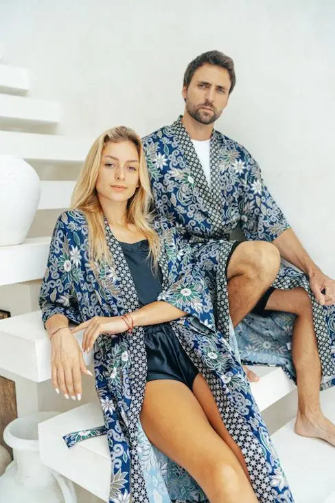 Blue Full Length Unisex Robe Wear the World