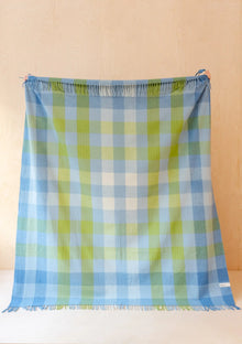  Blue Gradient Gingham Recycled Wool Blanket