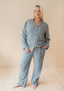  Blue Houndstooth Cotton Pyjama Trouser Set TartanBlanketCo