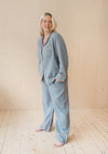 Blue Houndstooth Cotton Pyjama Trouser Set TartanBlanketCo