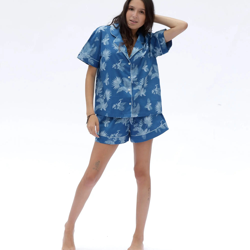 Blue Ipanema Print Short Sleeve Pyjamas AMOKA DALO