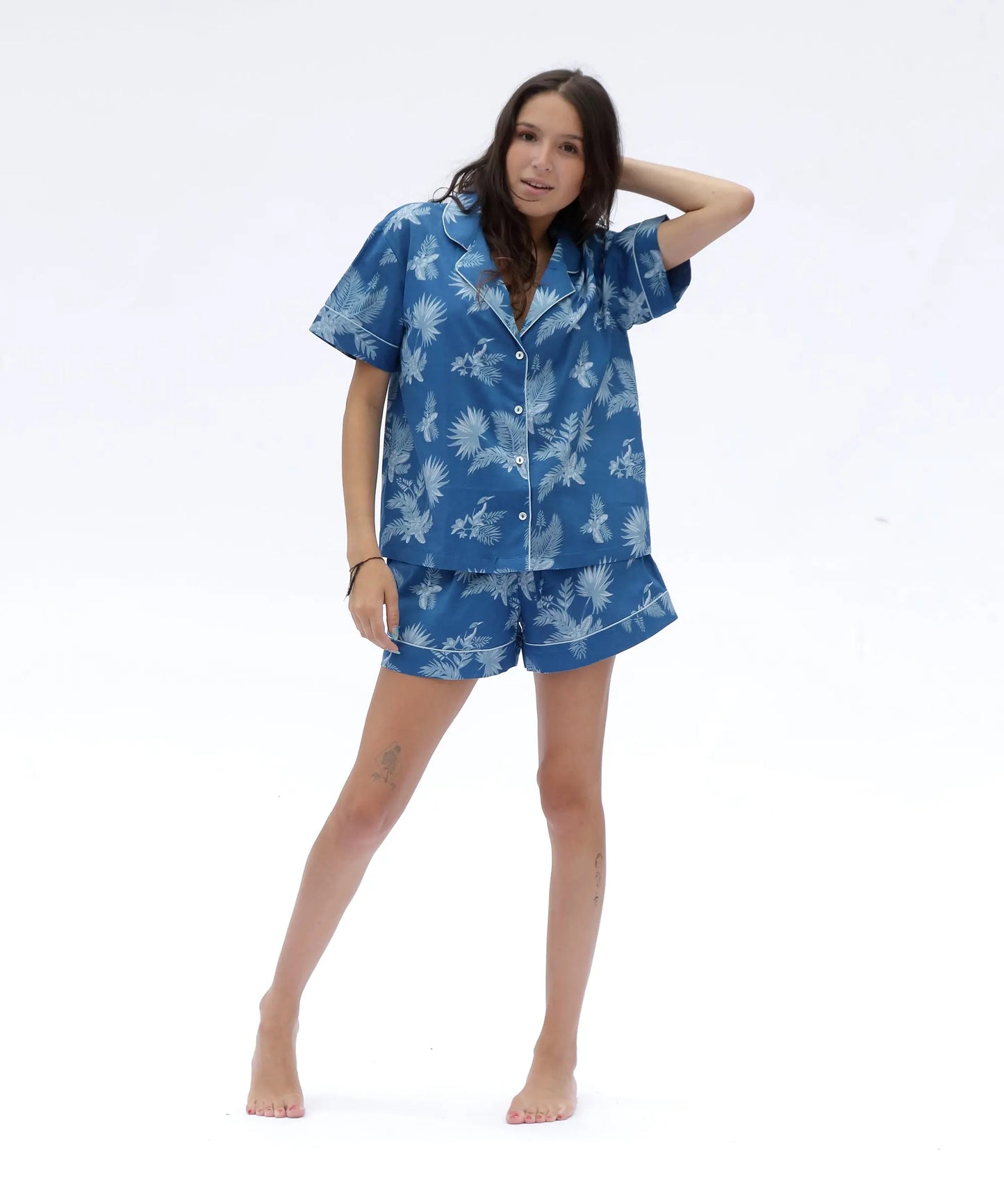 Blue Ipanema Print Short Sleeve Pyjamas AMOKA DALO