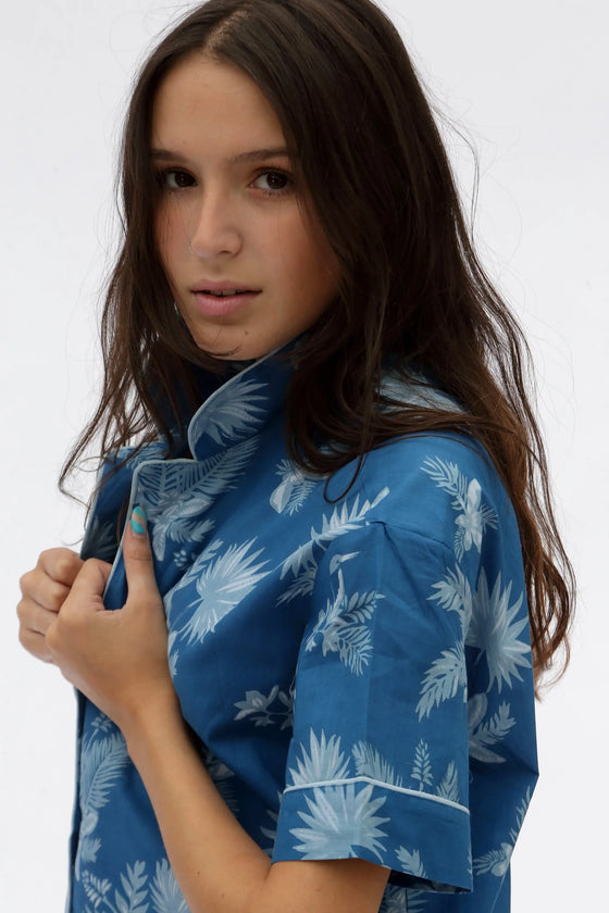 Blue Ipanema Print Short Sleeve Pyjamas AMOKA DALO