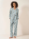 Blue Leopards Women's Long Sleeve Organic Cotton Pyjama Trouser Set Myza