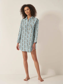  Blue Leopards Women's Organic Cotton Nightshirt Myza