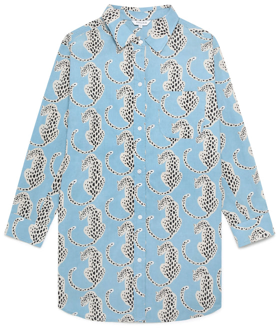 Blue Leopards Women's Organic Cotton Nightshirt Myza