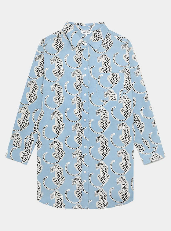 Blue Leopards Women's Organic Cotton Nightshirt Myza