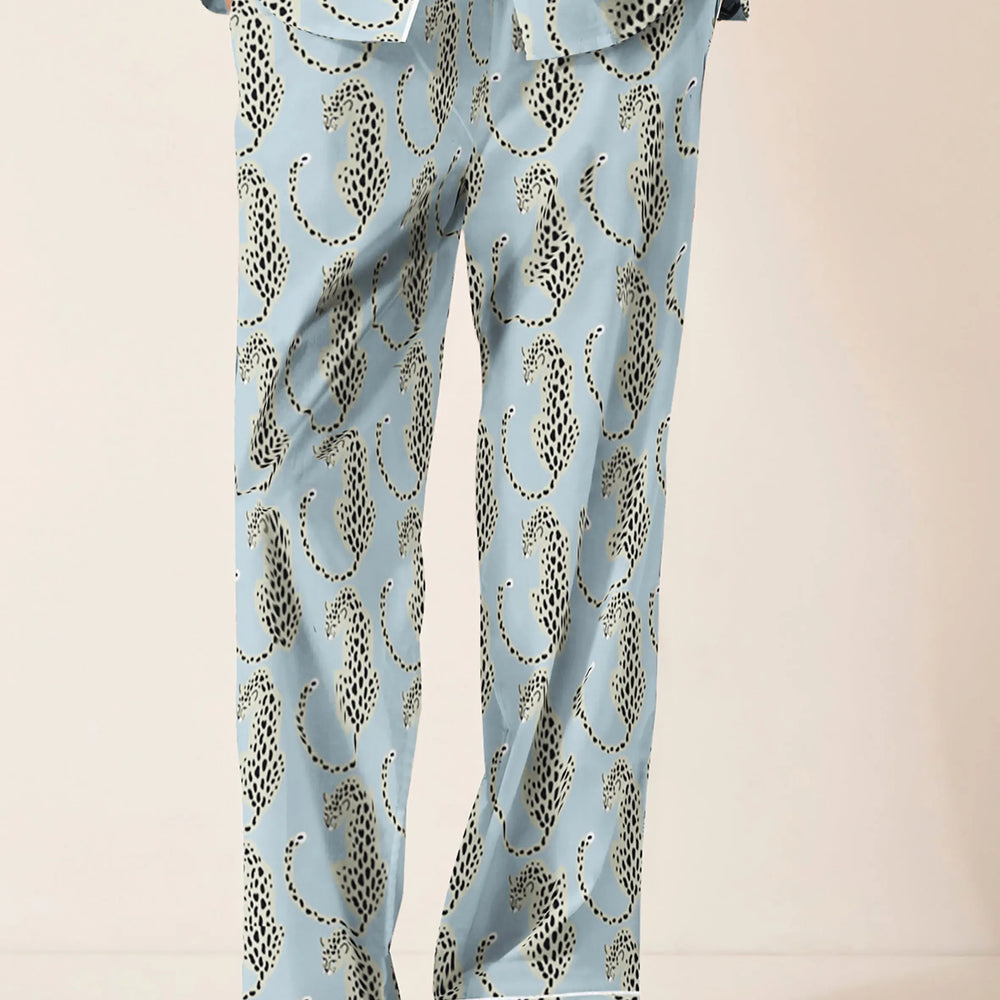 Blue Leopards Women's Organic Cotton Pyjama Trouser Myza