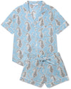 Blue Leopards Women's Short Sleeve Organic Cotton Pyjama Short Set Myza