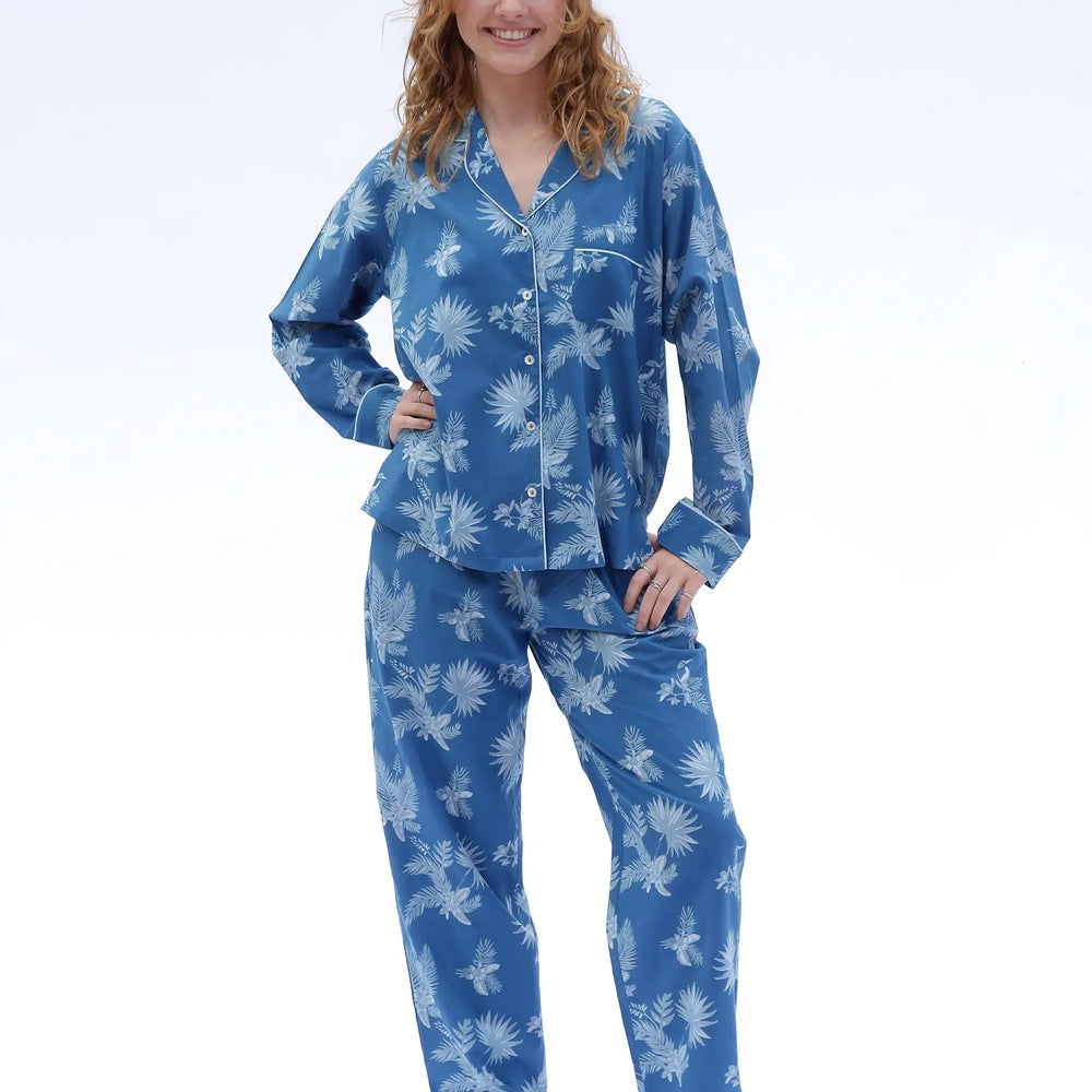 Blue Matching Set in Ipanema Print Long Sleeve Pyjamas AMOKA DALO