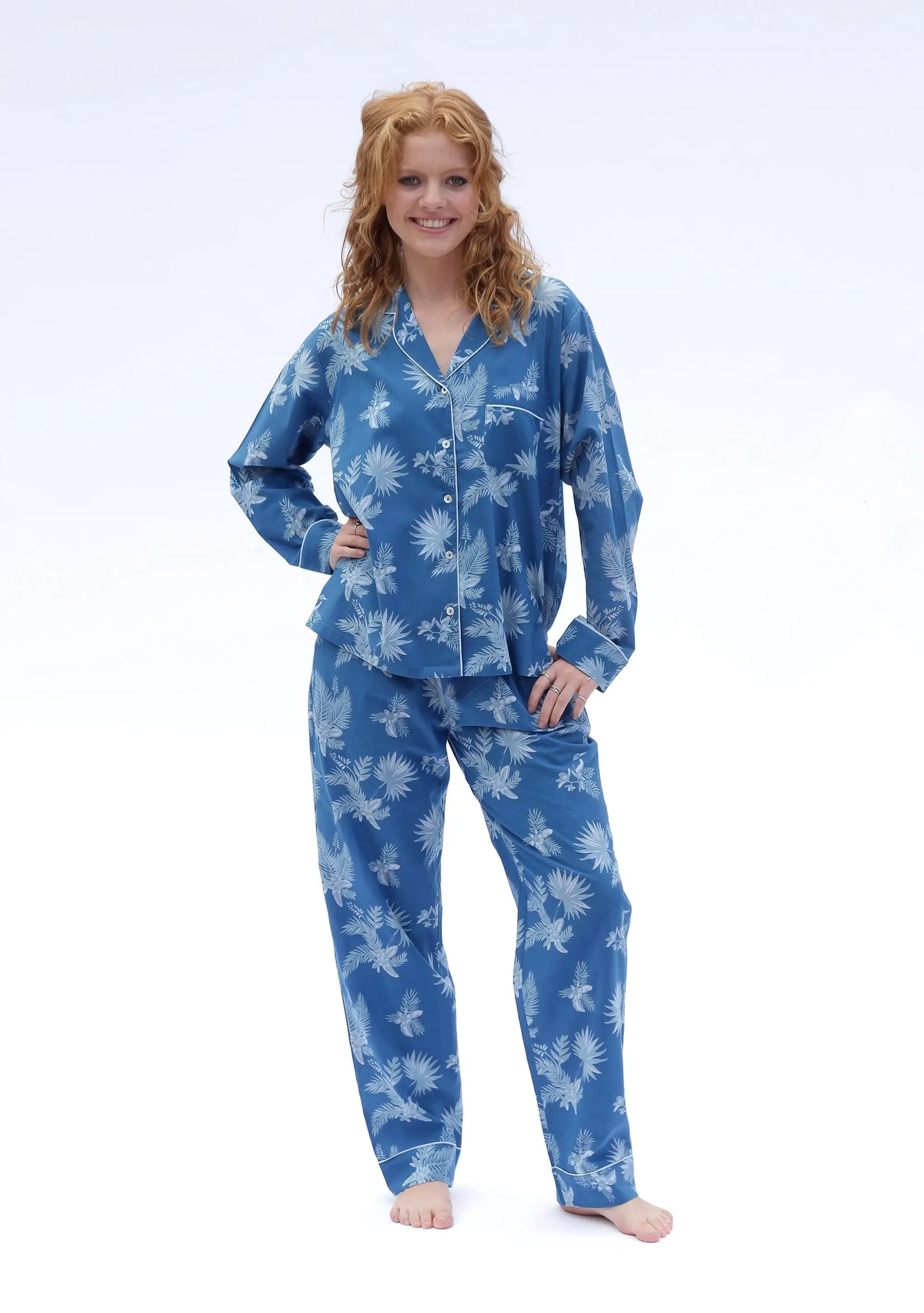 Blue Matching Set in Ipanema Print Long Sleeve Pyjamas AMOKA DALO