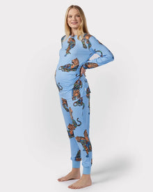  Blue Maternity Lotus Tiger Print Long Pyjama Set Chelsea Peers