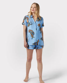  Blue Maternity Lotus Tiger Print Short Pyjama Set Chelsea Peers