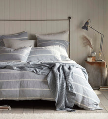  Blue Seb Stripe Cotton Linen Bed Linen The Secret Linen Store