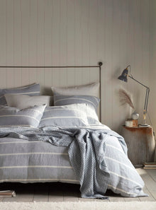  Blue Seb Stripe Cotton Linen Bed Linen