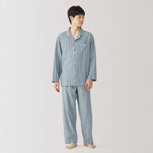  Blue Stripes Men's Side Seamless Double Gauze Pyjamas MUJI UK