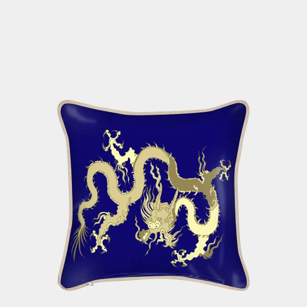 Blue With Dragon Silk Cushion Long Studio Design