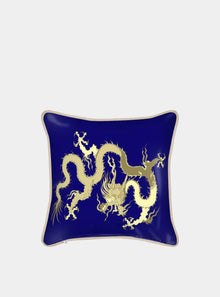  Blue With Dragon Silk Cushion Long Studio Design