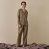 Blue & Porcini Striped Linen Women's PJ Trouser Set Piglet