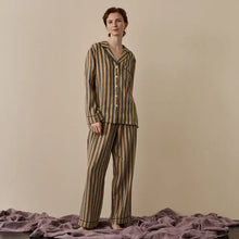  Blue & Porcini Striped Linen Women's PJ Trouser Set Piglet