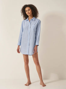  Blue & White Stripe Women's Organic Cotton Nightshirt Myza