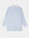 Blue and White Stripe Nightshirt With White Collar and Cuffs - 100% Cotton Poplin Sarah Brown London