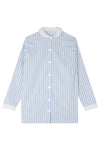 Blue and White Stripe Nightshirt With White Collar and Cuffs - 100% Cotton Poplin Sarah Brown London