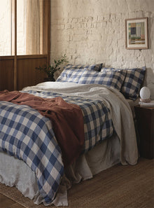  Blueberry Emsworth Check Linen Blend Duvet Cover Piglet