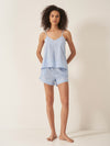 Blue & White Stripe Women's Cami Organic Cotton Short Set